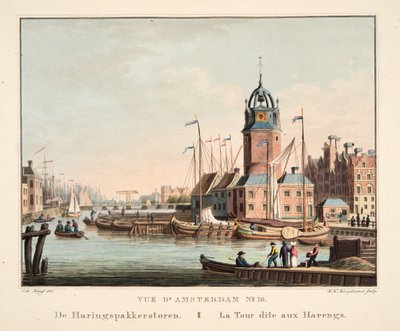 Vista de Ámsterdam No.10. De Haringspakkerstoren. La Torre llamada de los Arenques, 1825 de Cornelis de Kruyff