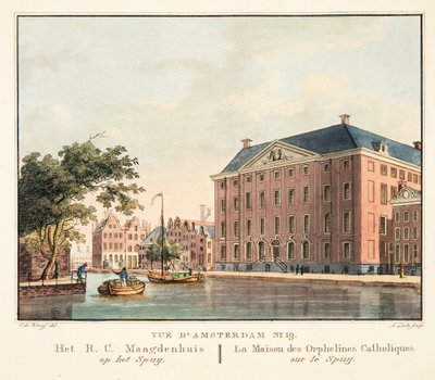 Vista de Ámsterdam No.19. Het R.C. Maagdenhuis op het Spuij. La Maison des Orphelines Catholiques sur le Spuij, 1825 de Cornelis de Kruyff