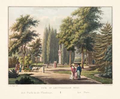 Vista de Ámsterdam No.27. El parque en la Plantage. Le Parc, 1825 de Cornelis de Kruyff