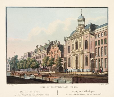 Vista de Ámsterdam No.29. La iglesia católica la fe, la esperanza y la caridad, 1825 de Cornelis de Kruyff