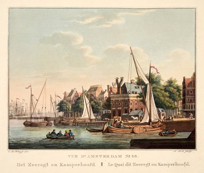 Vista de Ámsterdam No.36. Het Zeeregt y Kamperhoofd. El muelle llamado Zeeregt o Kamperhoofd, 1825 de Cornelis de Kruyff