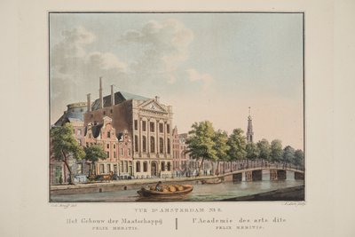 Vista de Ámsterdam No.6. El Edificio de la Sociedad Felix Meritis. La Academia de las Artes llamada Felix Meritis, 1825 de Cornelis de Kruyff