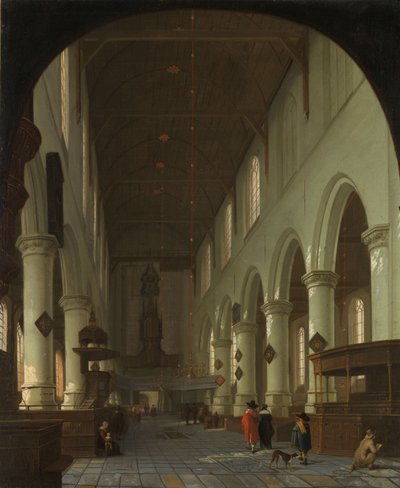 Interior de la Oude Kerk de Delft desde el coro hacia el portal de Cornelis de Man (attributed to)