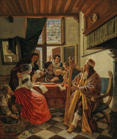 Compañía musical en un interior, 1670 de Cornelis de Man
