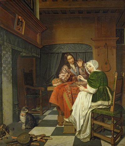 Los Jugadores de Ajedrez, c.1670 de Cornelis de Man