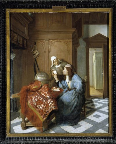 La carta. Pintura de Cornelis de Man (1621-1706). Museo de Bellas Artes, Longchamp, Marsella de Cornelis de Man