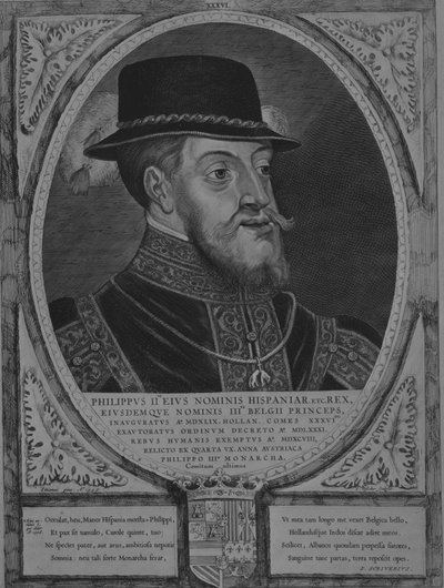 Felipe II, Rey de España, de la serie Condes y Condesas de Holanda, Zelanda, y..., 1650 de Cornelis de Visscher