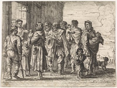 Mendigos para un monasterio Escenas de género (título de la serie) de Cornelis de Wael