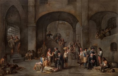 La visita a los prisioneros (De un ciclo con las Siete Obras de Misericordia). Hacia 1640 de Cornelis de Wael