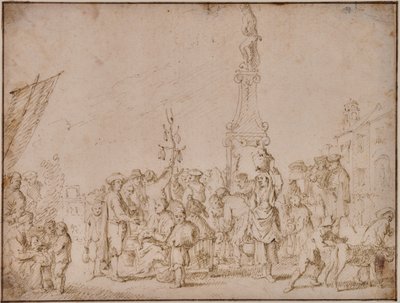 Escenario del mercado italiano de Cornelis de Wael