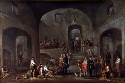 Las siete obras de misericordia corporal: "la visita de los prisioneros" Pintura de Cornelis De Wael (1592-1667) (ec.flam) Génova, colección Banco di Chiavari de Cornelis de Wael