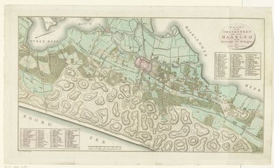 Mapa de Haarlem y alrededores Mapa de los alrededores de la ciudad de Haarlem desde Beverwijk hasta Hillegom (título sobre el objeto) de Cornelis van Baarsel