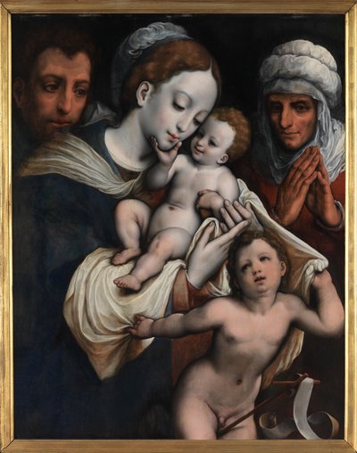 Sagrada Familia con Isabel y Juan Bautista (óleo sobre tabla) de Cornelis van Cleve