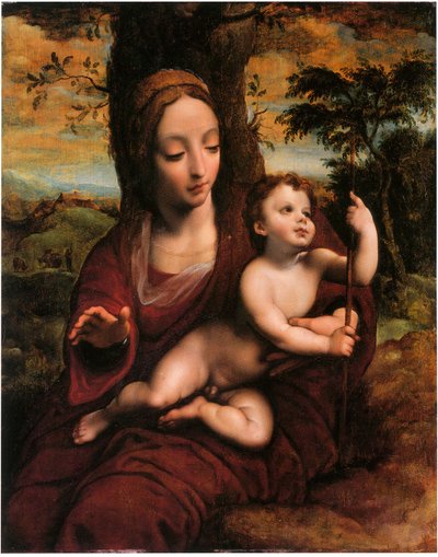 La Virgen y el Niño en un paisaje de Cornelis van Cleve