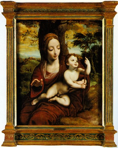 La Madonna y el Niño en un paisaje de Cornelis van Cleve