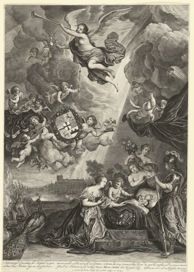 Alegoría del nacimiento de la princesa María Amalia, hija de Hendrik Casimir, 1689 de Cornelis van Dalen (II)