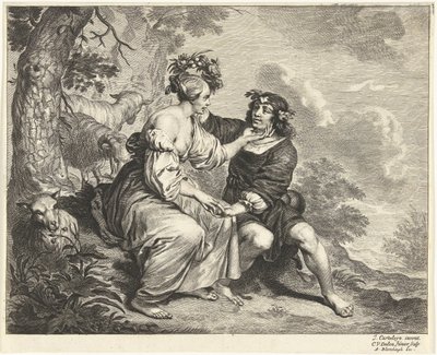 Pastor y pastora en un paisaje de Cornelis van Dalen (II)