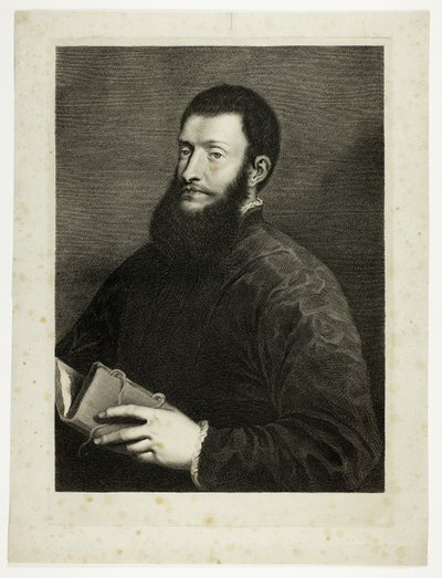 Retrato del poeta Pietro Aretino, del Gabinete Reynst; Variarum imaginum a celeberrimis artificibus pictarum Caelaturae (Gabinete Reynst: Grabados de diversas imágenes pintadas por artistas famosos) de Cornelis van Dalen II