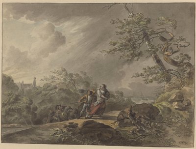 Viajeros sorprendidos por el castillo de Doorwerth de Cornelis van Hardenbergh