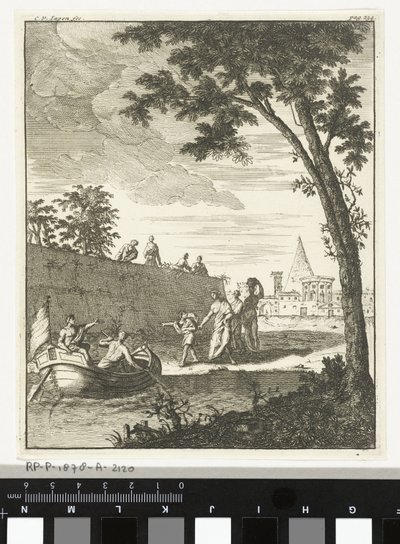 paisaje con barco de Cornelis van Jagen