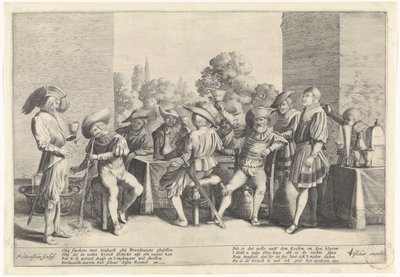Nobles alrededor de una mesa ricamente puesta de Cornelis van Kittensteyn