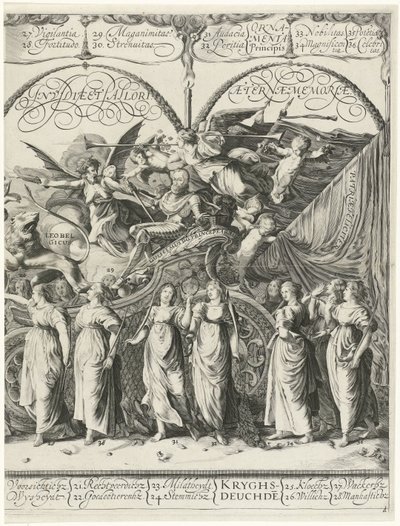 Procesión triunfal de Guillermo de Orange, placa d Currus Trumpalis Illustris / Procesión triunfal de Guillermo de Orange (título de la serie) de Cornelis van Kittensteyn
