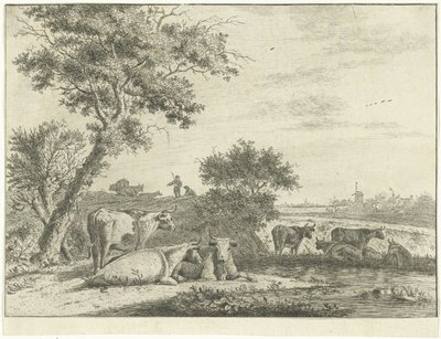 paisaje con vacas de Cornelis van Noorde