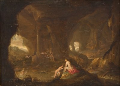 Ninfas bañándose en un paisaje de Cornelis van Poelenburch