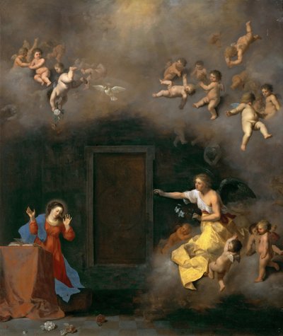 La Anunciación, por Cornelis van Poelenburgh (1594/95-1667) de Cornelis van Poelenburgh or Poelenburch