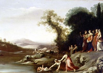El hallazgo de Moisés de Cornelis van Poelenburgh or Poelenburch