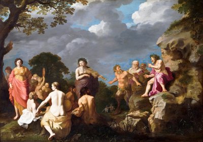 El concurso musical entre Apolo y Marsias de Cornelis van Poelenburgh or Poelenburch