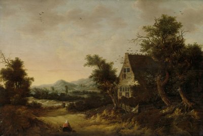 Paisaje de colinas con una casa de campo de Cornelis van Zwieten