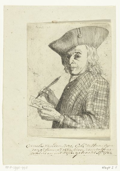 Autorretrato con pluma y dibujo de Cornelis van den Berg