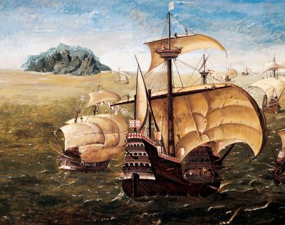 La flota portuguesa, copia del cuadro de Cornelius Anthoniszoon (1499-1557) de Cornelisz Anthonisz