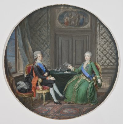 El rey Gustavo III de Suecia y Catalina II de Rusia en Fredrikshamn de Cornelius Hoyer