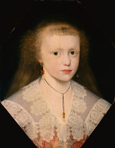Retrato de una niña de Cornelius I (attr.to) Johnson
