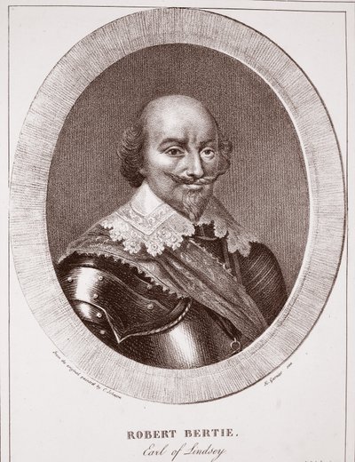 Robert Bertie, Conde de Lindsey, atribuido a H. Garnier, grabado por de Langlume de Cornelius I Johnson