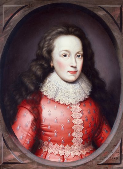 La condesa de Arundel con vestido rojo (óleo sobre panel) de Cornelius I Johnson