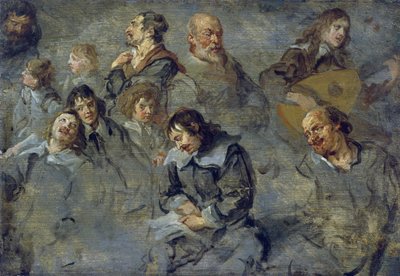 Estudios de cabezas masculinas por Schut, Cornelis (1597-1655) de Cornelius I Schut