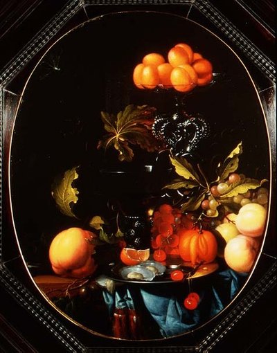 Naturaleza muerta con calabazas, frutas y ostras de Cornelius Janssen van Ceulen