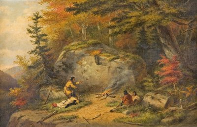 Otoño en el oeste de Canadá, indios chippeway", óleo de Cornelius Krieghoff, 1865. de Cornelius Krieghoff