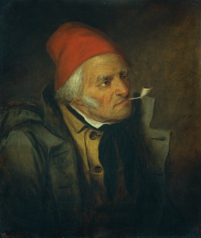 Hombre con sombrero rojo y pipa (óleo sobre lienzo) de Cornelius Krieghoff
