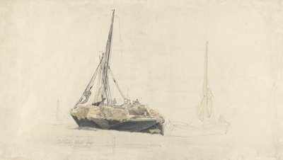 Una barcaza a vela cargada de heno, diciembre de 1827 de Cornelius Varley