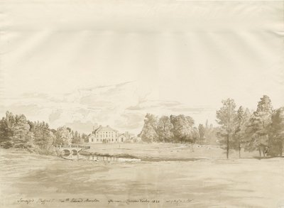 Somerford Hall: dibujo en sepia de Cornelius Varley