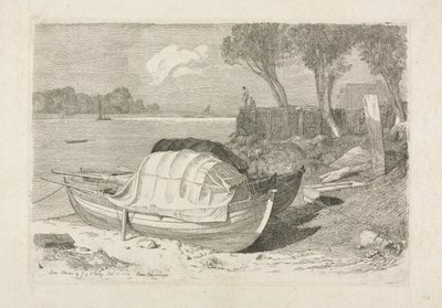 Dos barcos de pesca varados, 1809 de Cornelius Varley