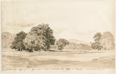Parque Wrottesley: dibujo en sepia, jul 1820 de Cornelius Varley