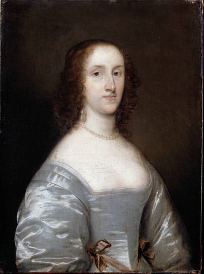 Retrato de una dama de blanco de Cornelius the elder Johnson