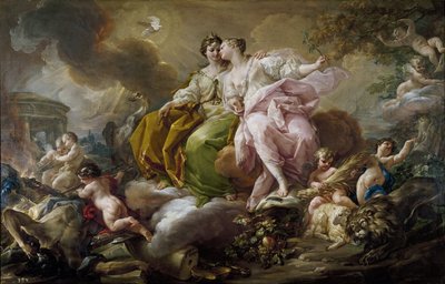 Justicia y Paz - Pintura de Corrado Giaquinto (1703-1766) - c. 1754 - Óleo sobre lienzo - 216x325 cm - Arte rococó - Museo del Prado, Madrid de Corrado Giacquinto