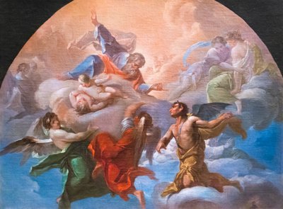 Satanás ante Dios, c.1750 (óleo sobre lienzo) de Corrado Giaquinto