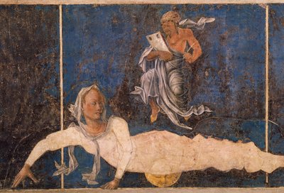 Virgo con decano, escena del mes de agosto, hacia 1470, atribuida a Cosimo Tura de Cosimo (attr. to) Tura